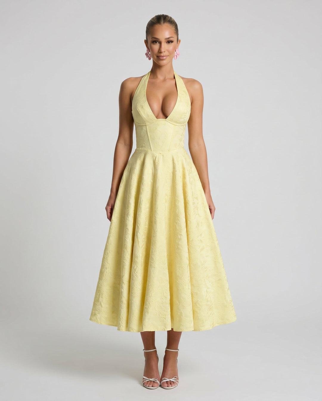 Nina | Yellow Wedding Guest Midi Dress
