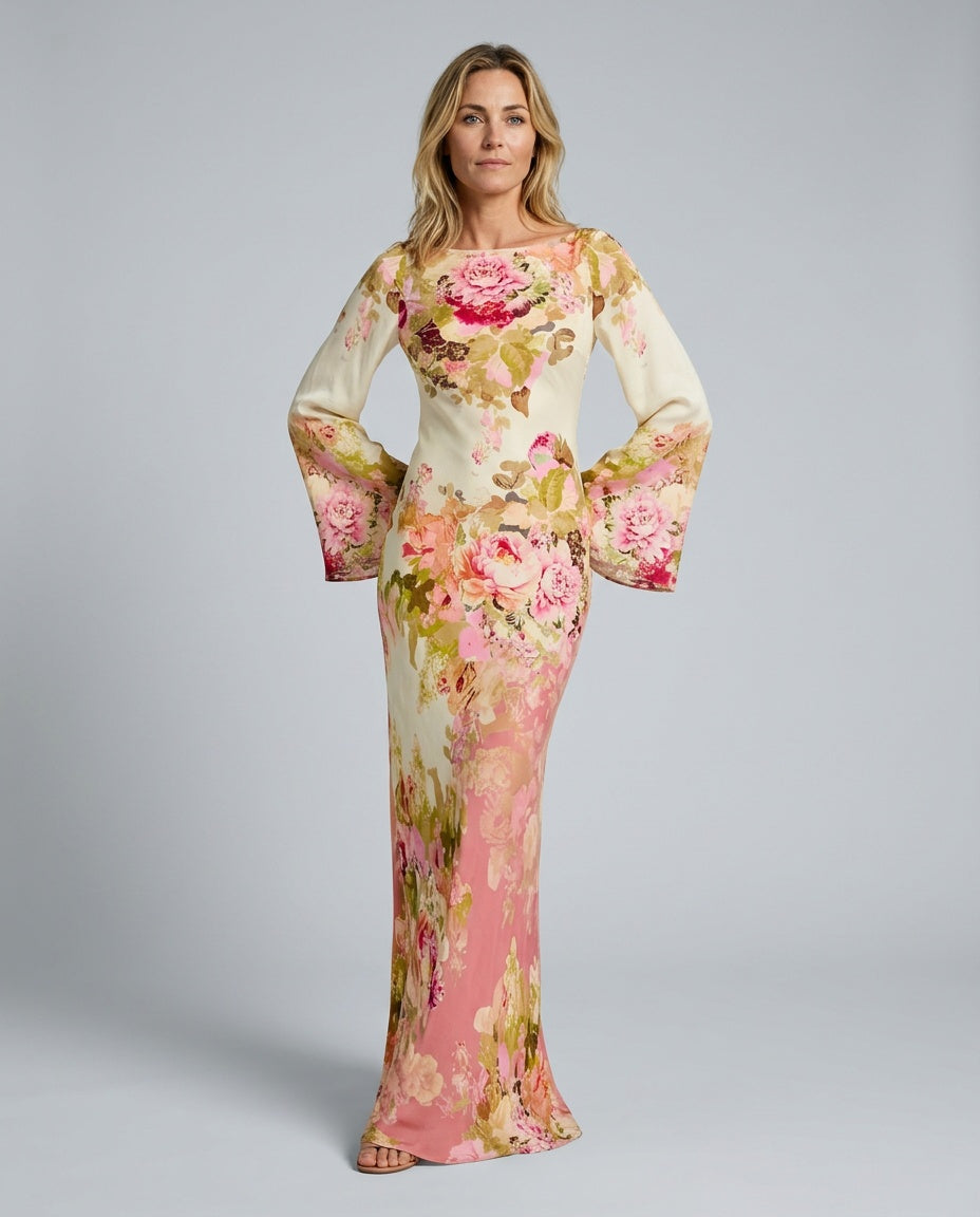 Margot | Floral Bell Sleeve Maxi Dress