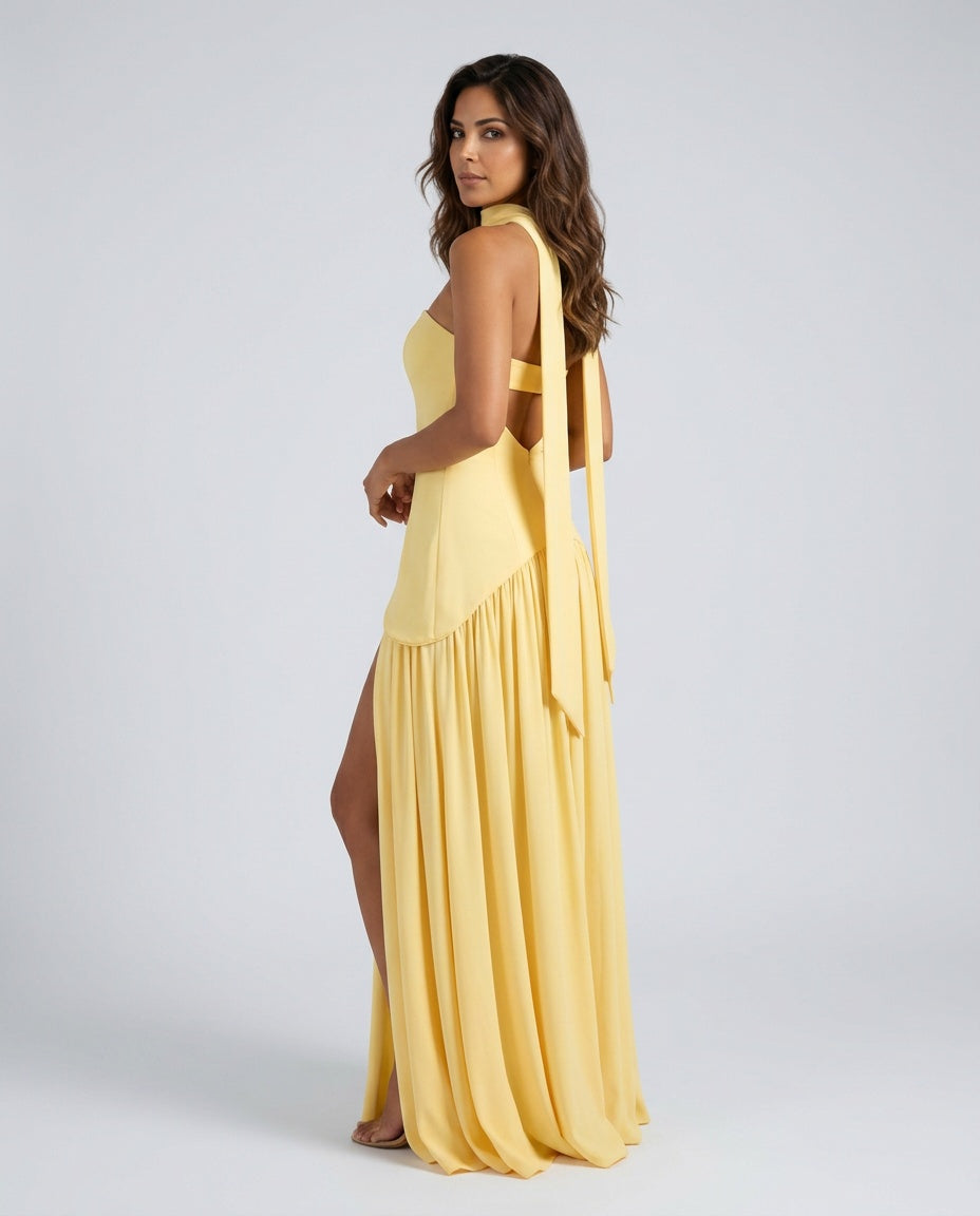 Romy | Strapless Asymmetric Waist Maxi Dress