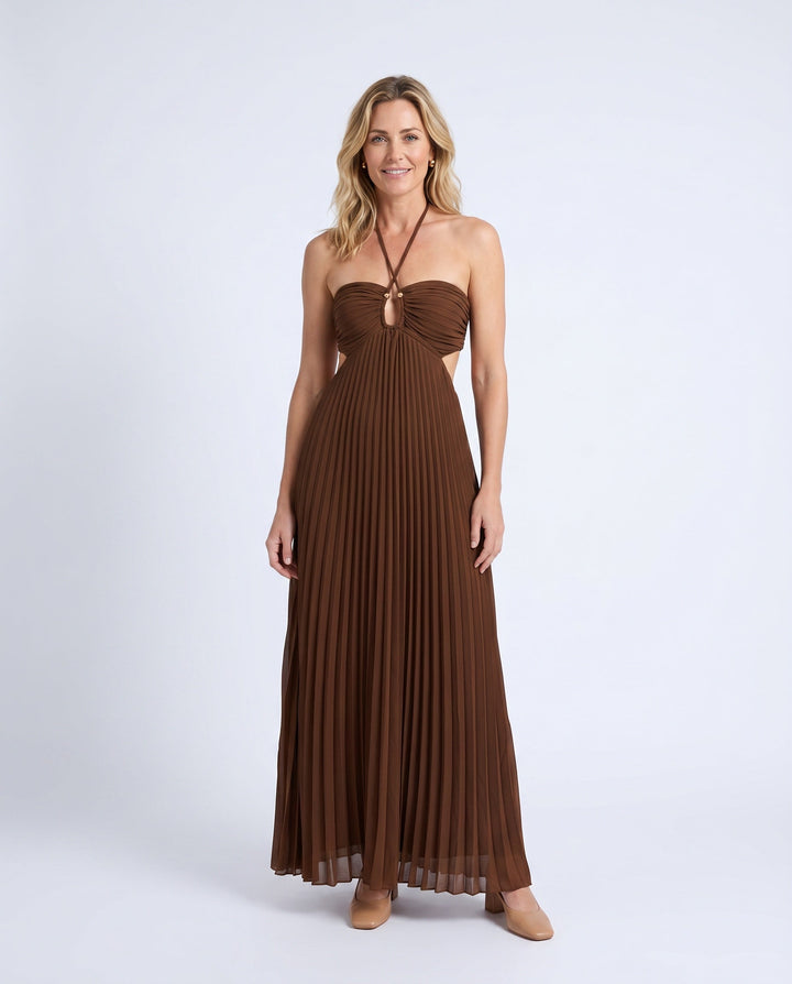 Estella | Pleated Strapless Maxi Dress
