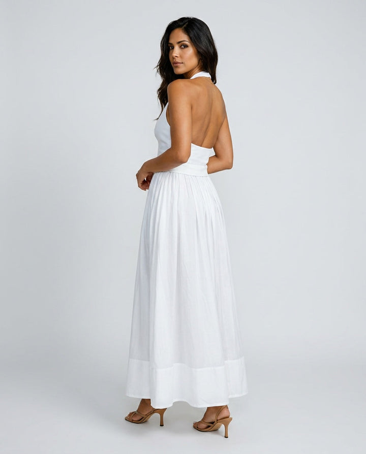 Clarène | White Sleeveless Summer Maxi Dress