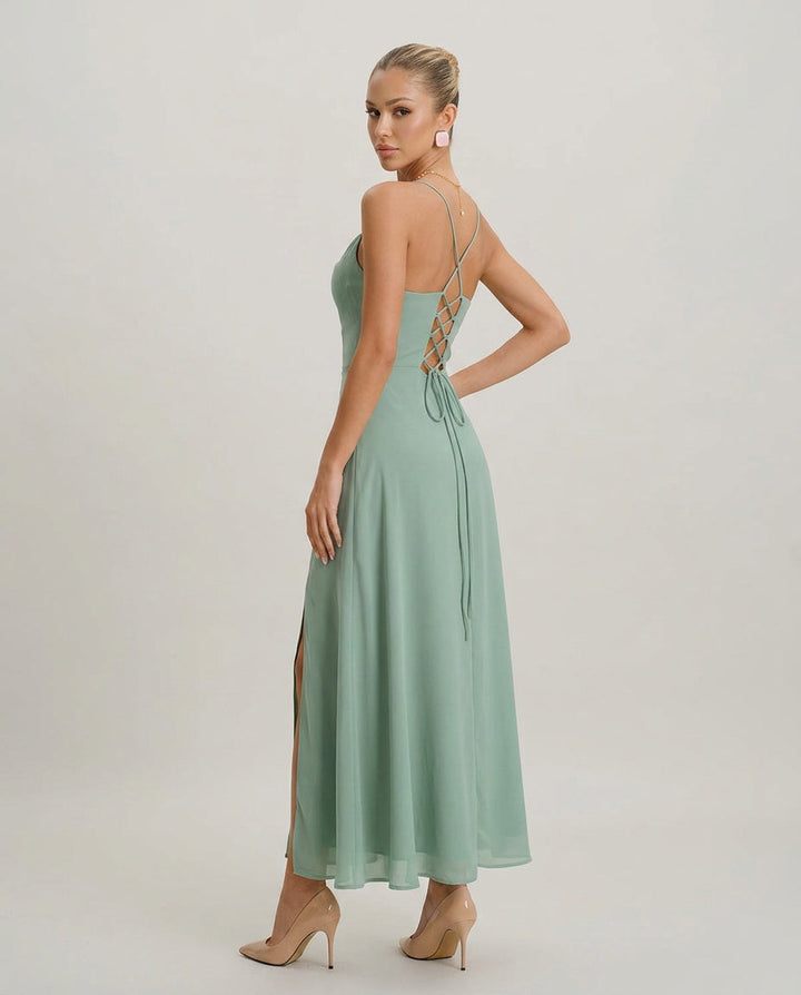 Cayla | Backless Spaghetti Strap Slip Maxi Dress