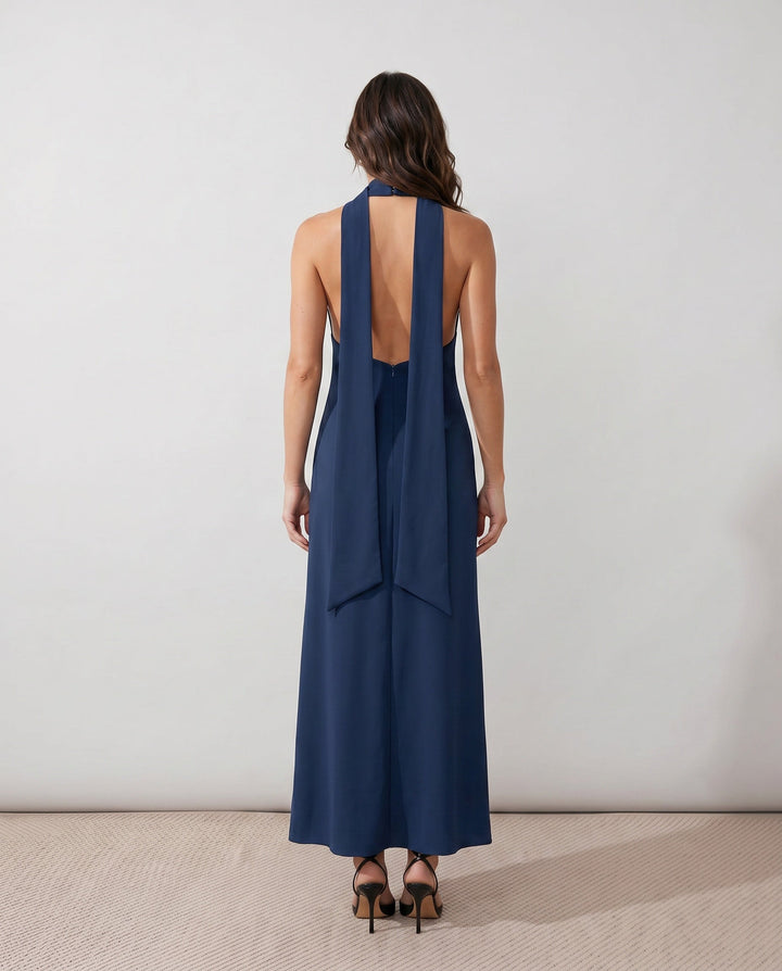 Leona | Cowl Neck Halter Maxi Dress
