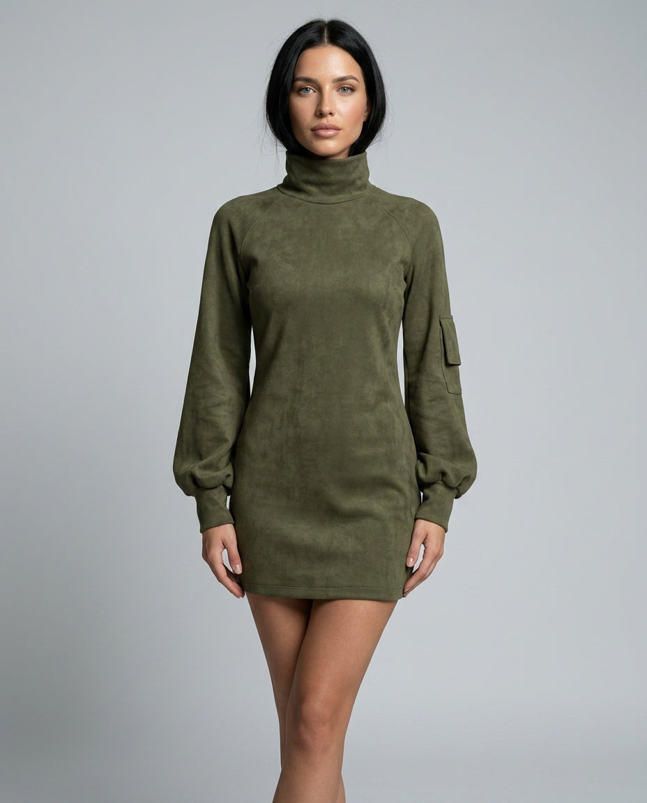 Marlowe | Vintage Suede Turtleneck Mini