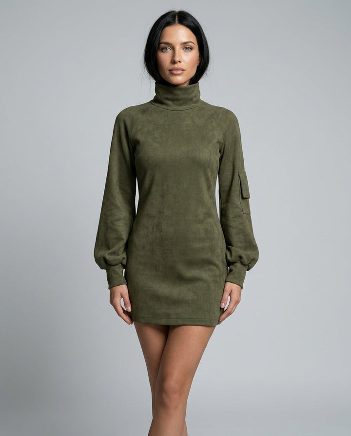 Marlowe | Vintage Suede Turtleneck Mini