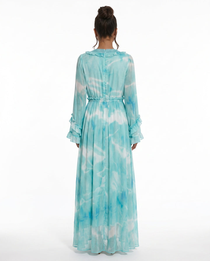 Selene | Tie Dye Satin-Look Maxi Dress