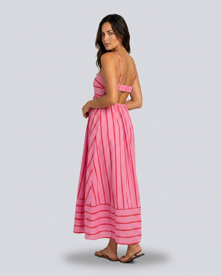 Elin | Striped Strappy Summer Maxi Dress
