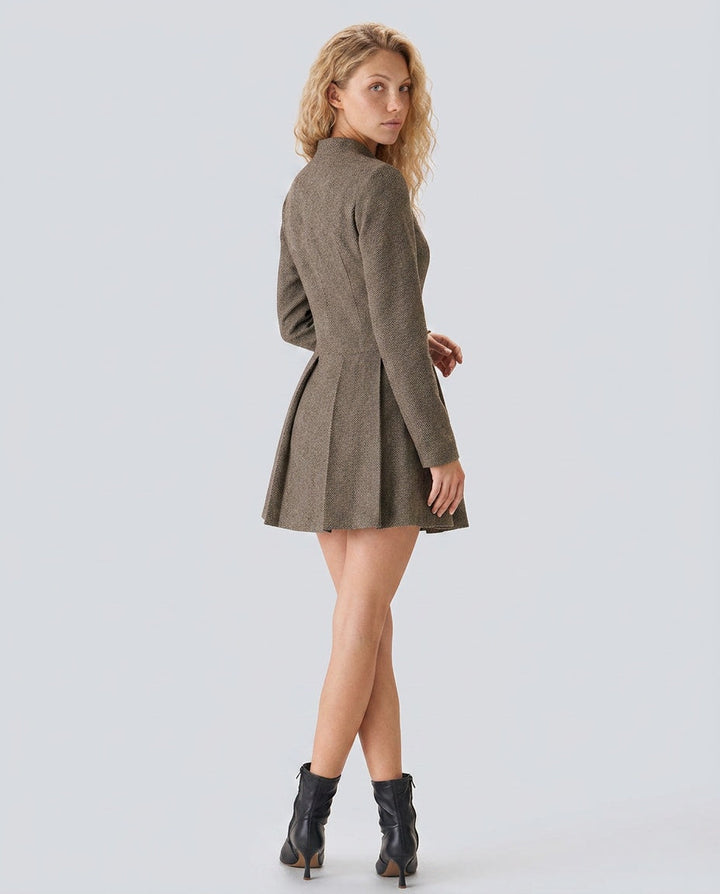 Camille | Button-Front Pleated Mini Dress