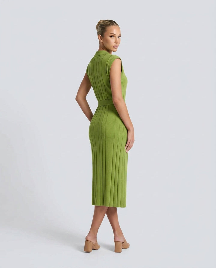 Etta | Pleated Belted Wedding Guest Midi Dress