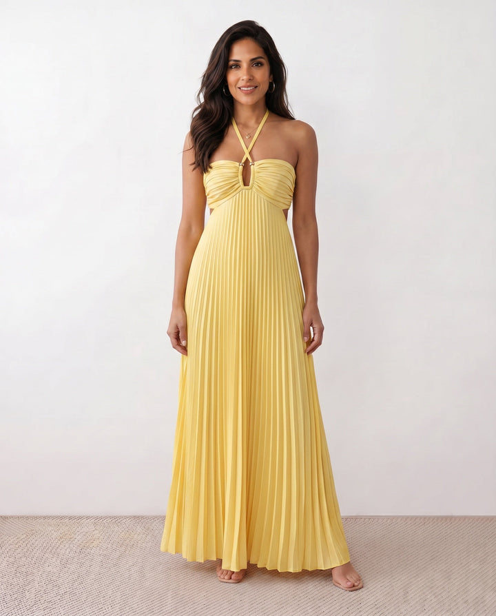 Estella | Pleated Strapless Maxi Dress