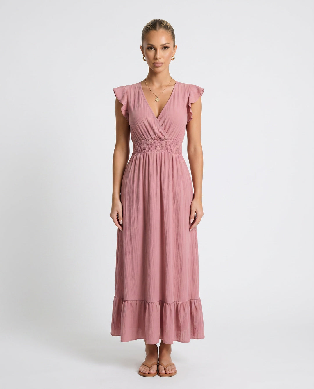 Mirtha | Low Back Ruffle Detail Midi Dress