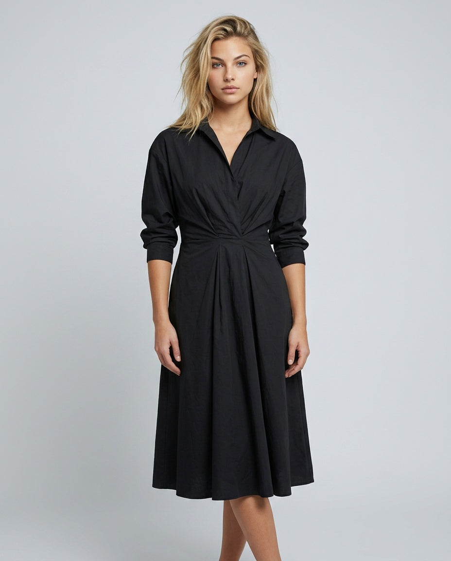 Evie | Long Blouse Dress with Tailored Waist