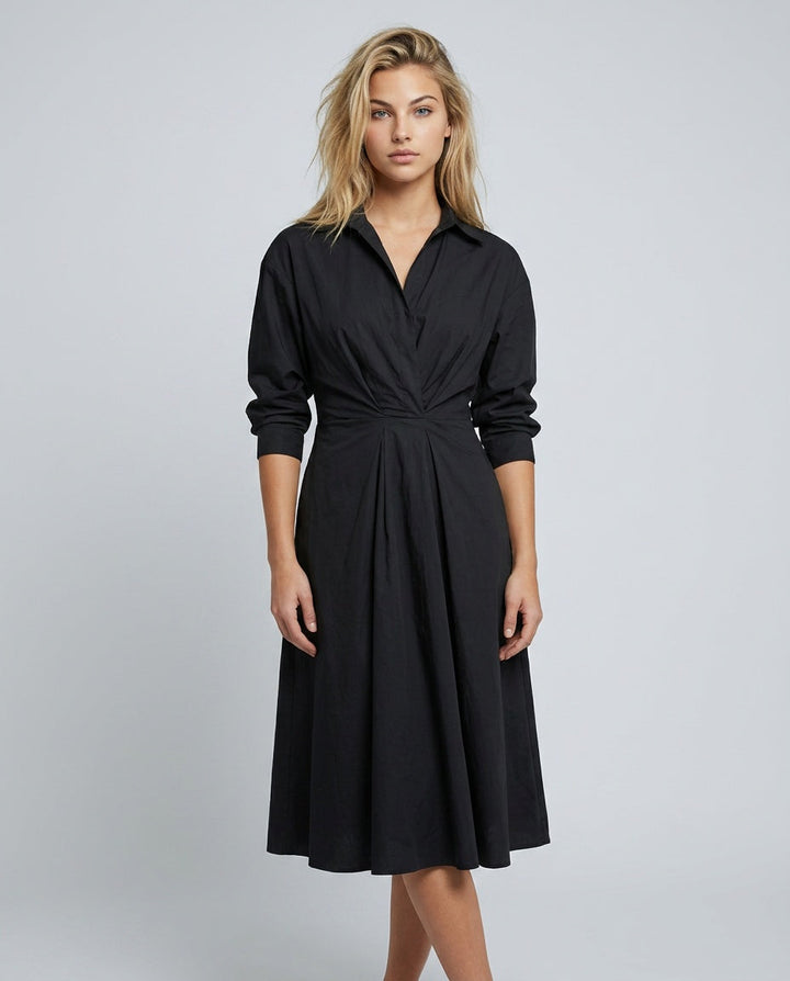 Evie | Long Blouse Dress with Tailored Waist