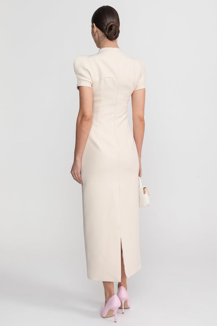 Darya | Short Sleeve Sparkling Embellished Midi Dress