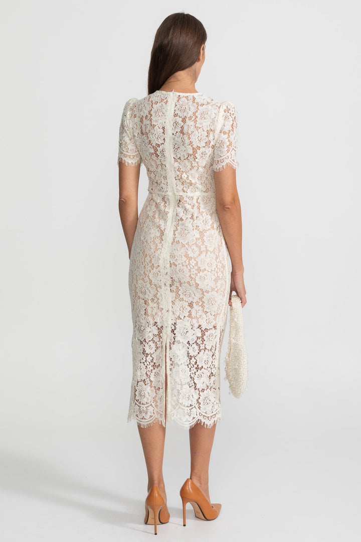 Nina | Embellished Lace Bow Midi Dress