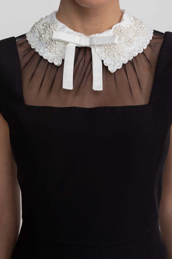 Pia | Cap Sleeve Lace Collar Midi Dress