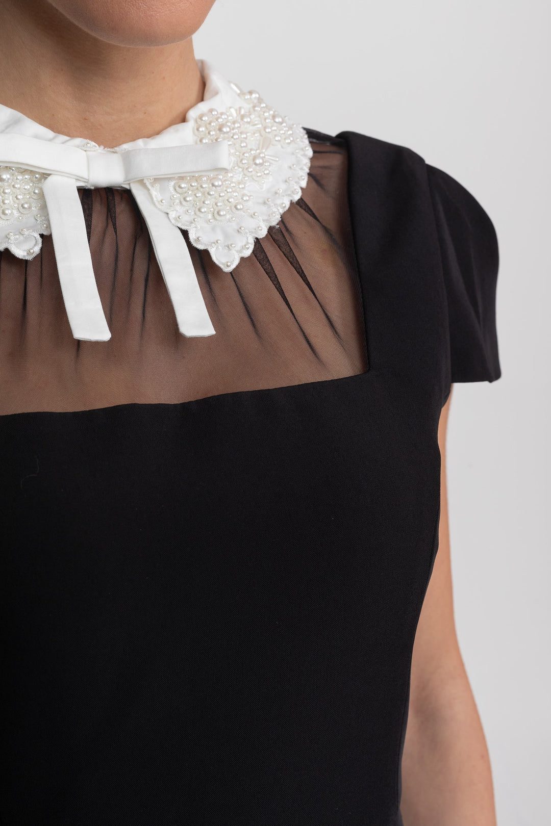Pia | Cap Sleeve Lace Collar Midi Dress