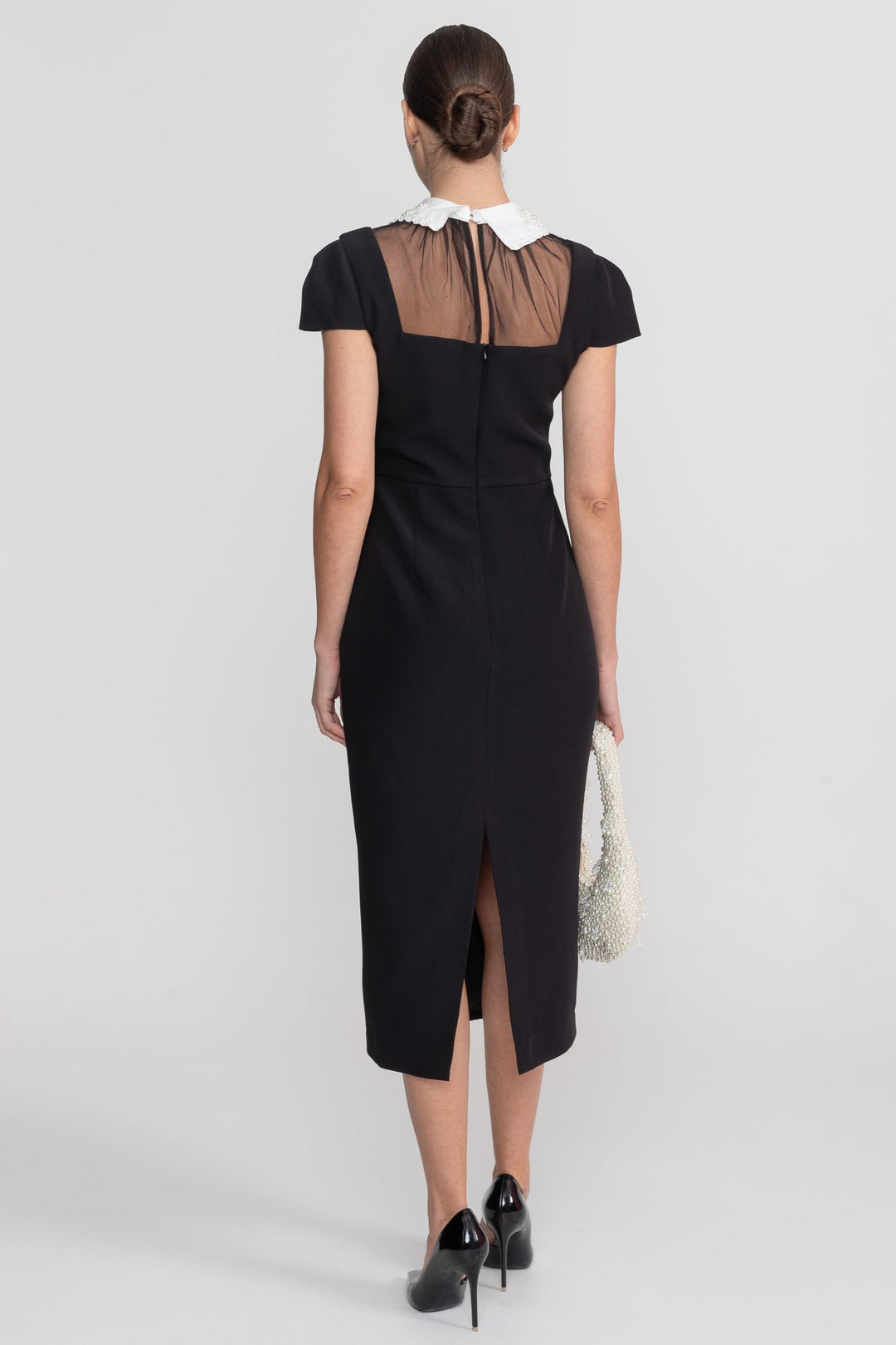Pia | Cap Sleeve Lace Collar Midi Dress