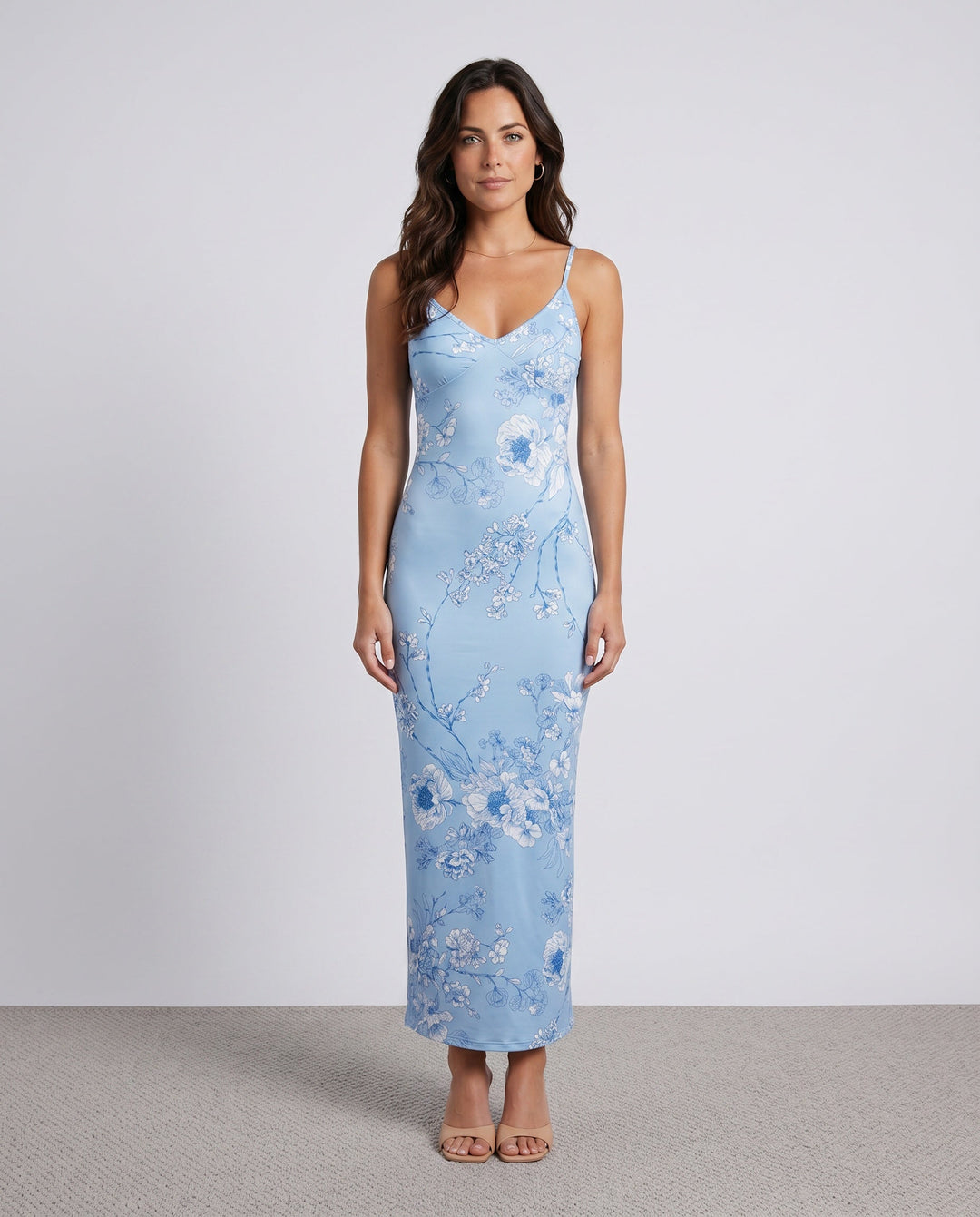 Coralie | Floral Satin-Look Slip Maxi Dress