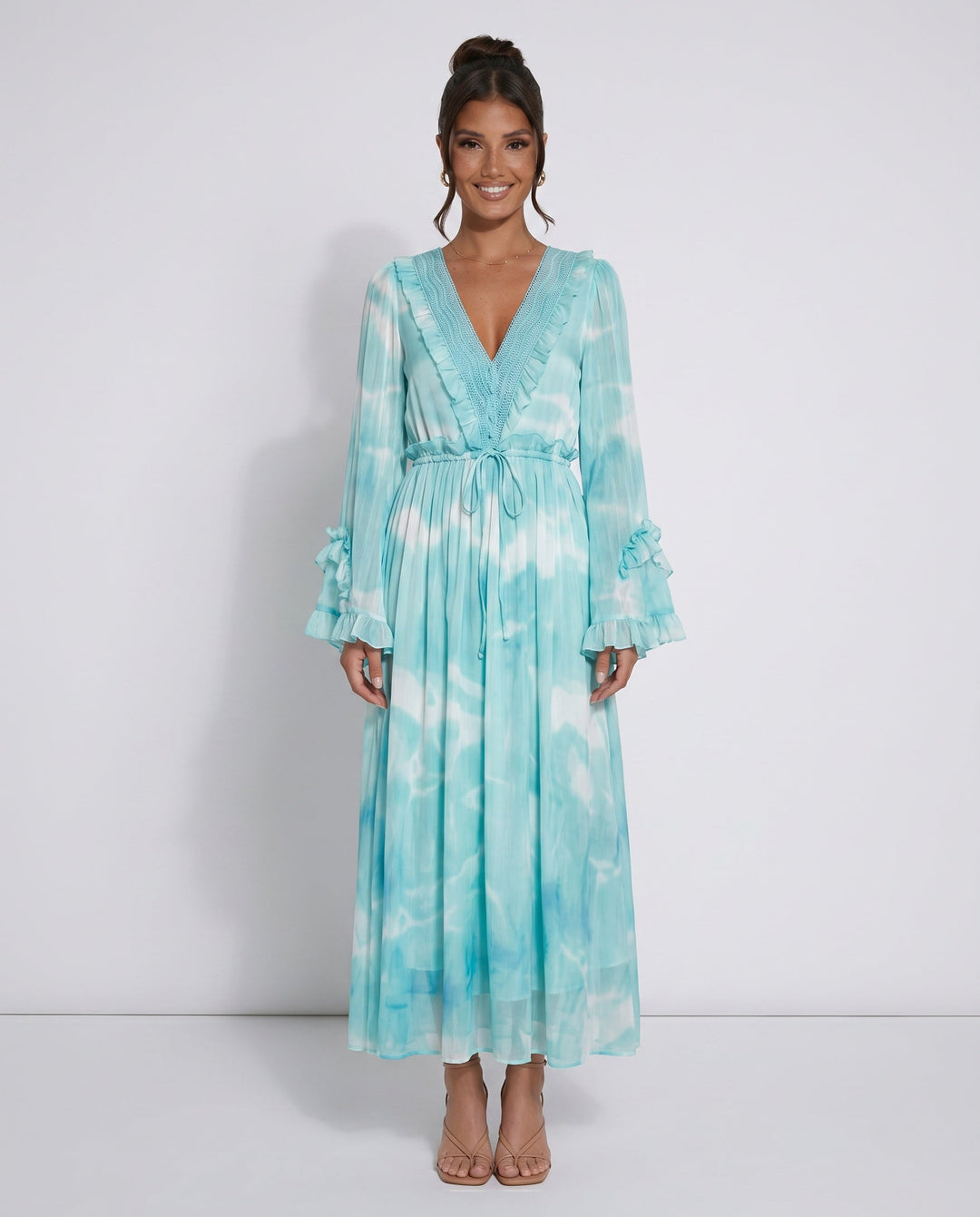 Selene | Tie Dye Satin-Look Maxi Dress
