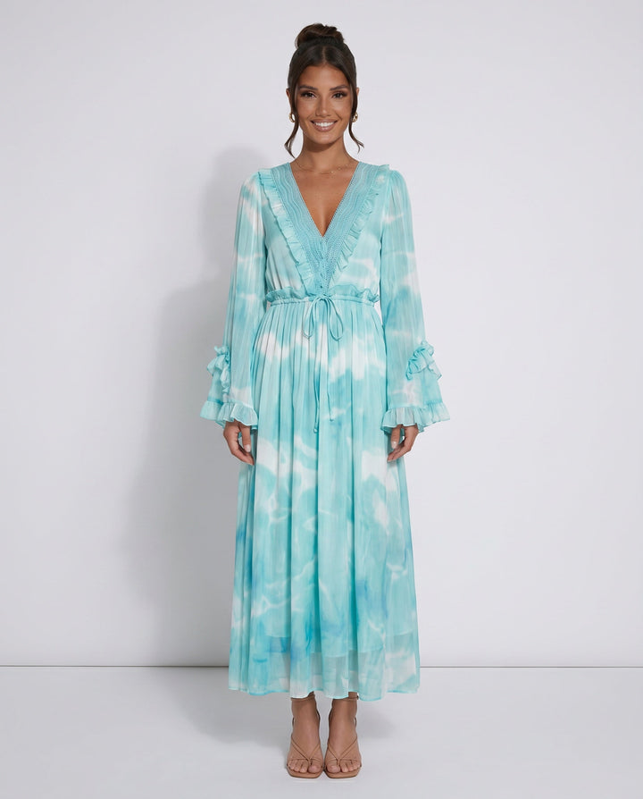 Selene | Tie Dye Satin-Look Maxi Dress