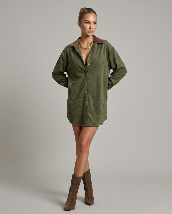 Marlowe | Loose Lapel Suede-Look Mini