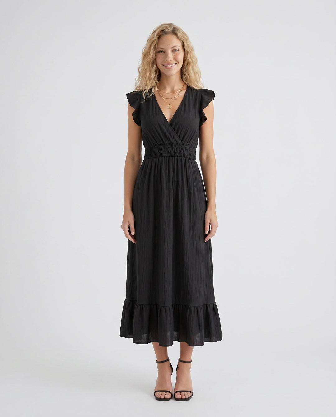 Mirtha | Low Back Ruffle Detail Midi Dress