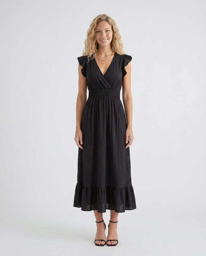 Mirtha | Low Back Ruffle Detail Midi Dress