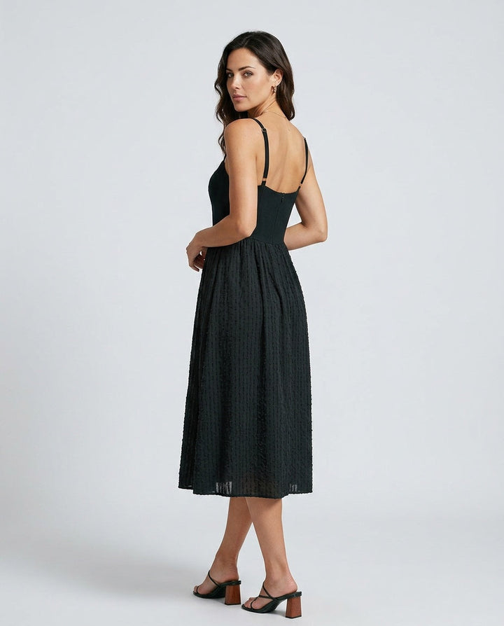 Cleo | Sweetheart Neck Spaghetti Strap Slip Midi Dress