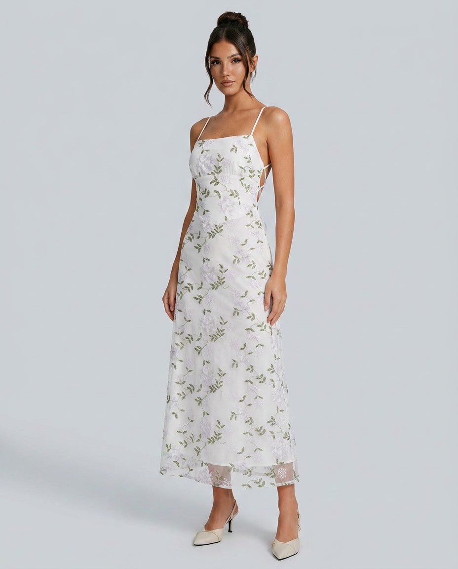 Kira | Floral Print Spaghetti Strap Maxi Dress