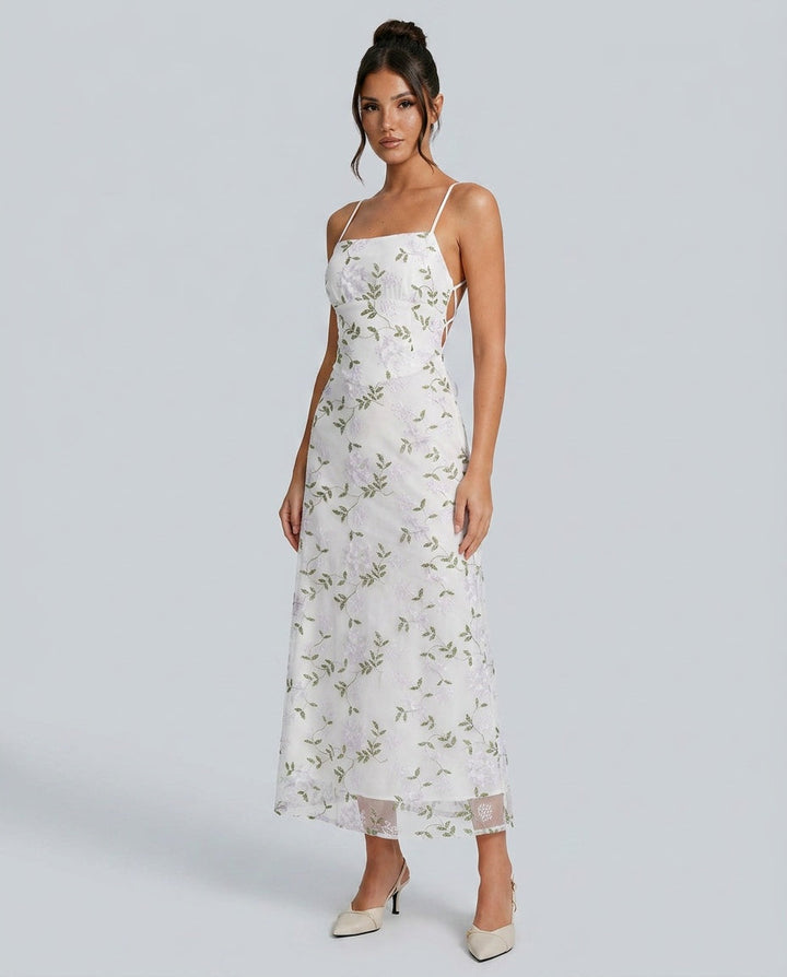 Kira | Floral Print Spaghetti Strap Maxi Dress