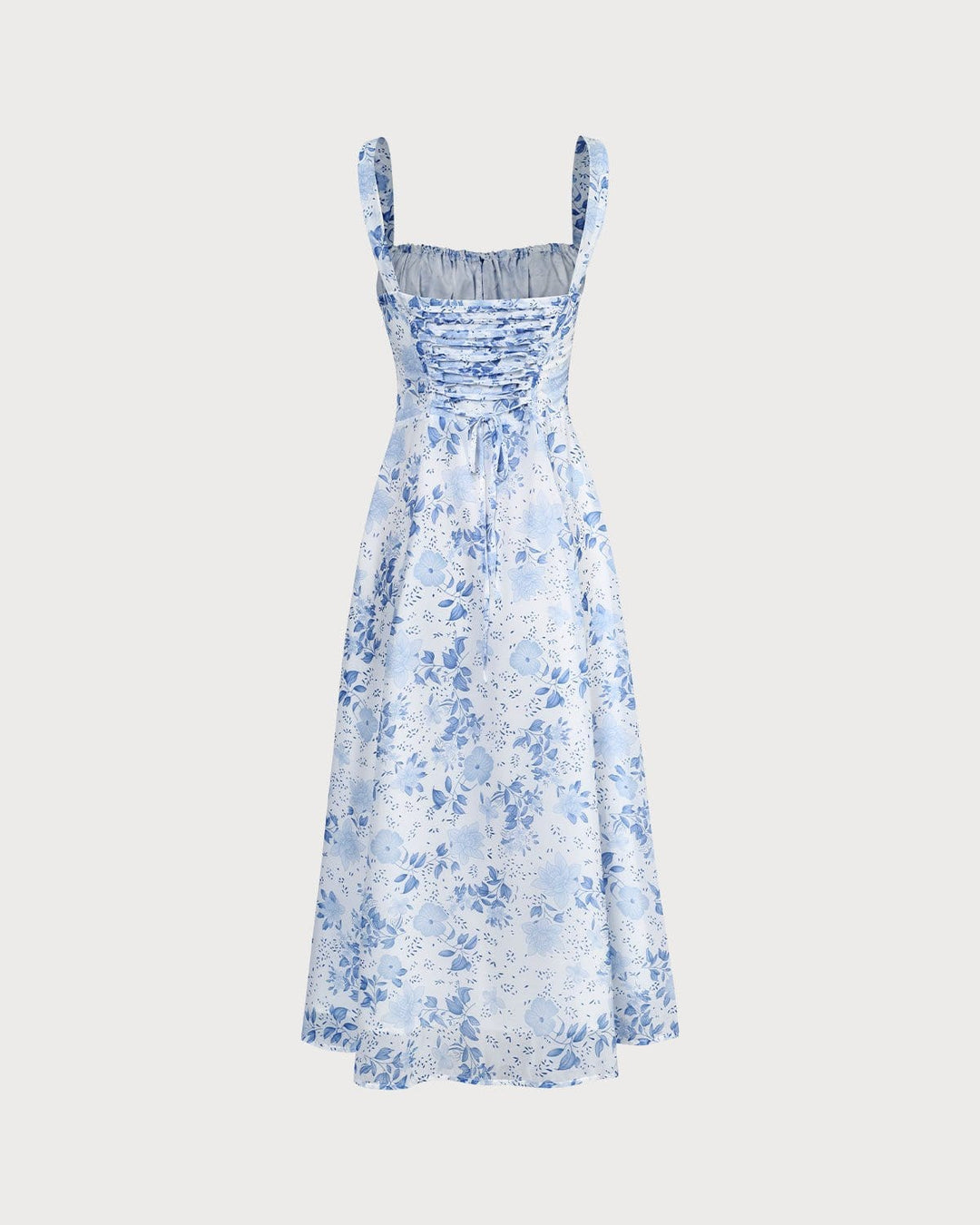 Rhea | Floral Ruched Square Neck Midi Dress