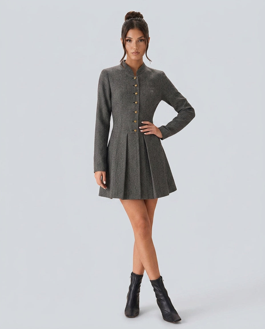 Naia | Button-Front Pleated Mini Dress