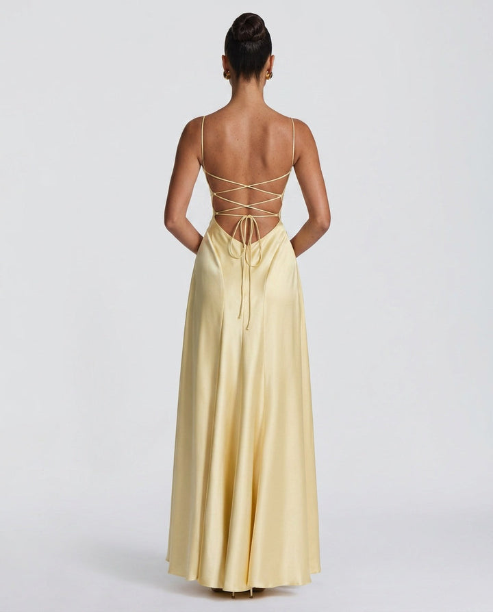 Adelina | Ruched Spaghetti Strap Maxi Dress