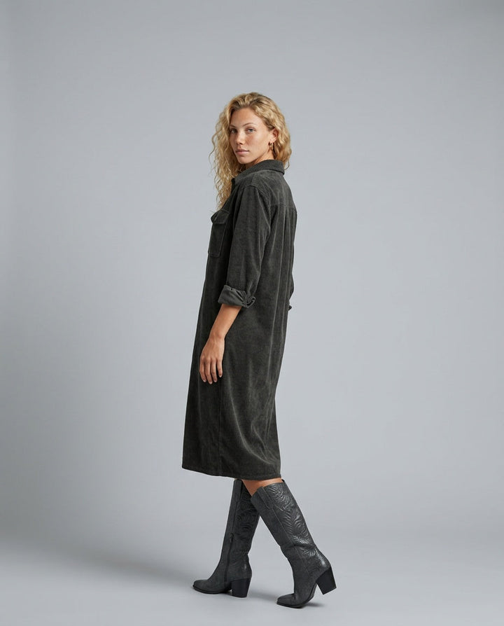 Marlowe | Corduroy Midi with Double Chest Pockets
