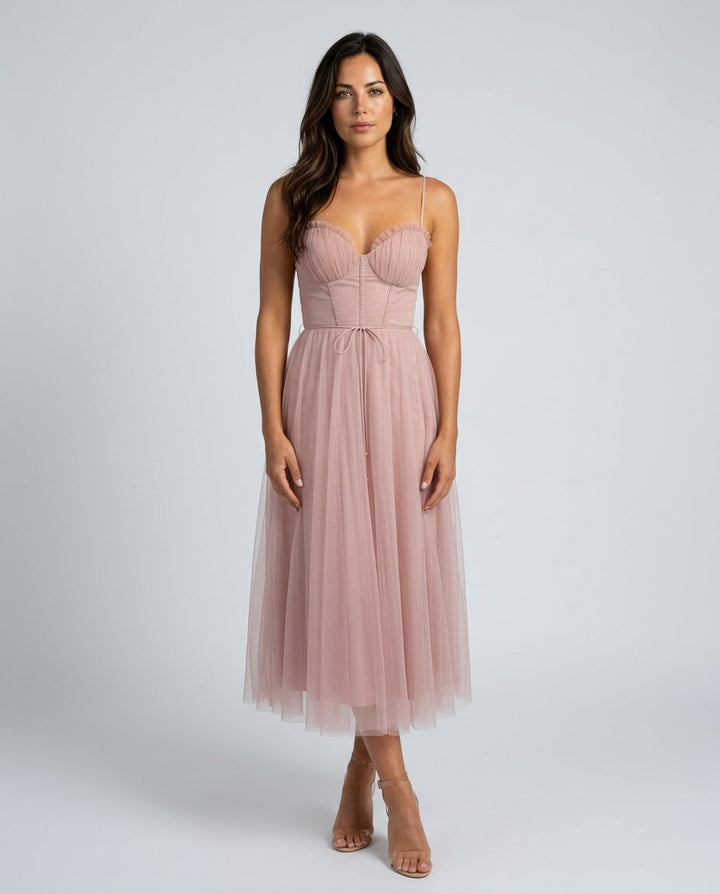 Celeste | Corset Tulle Midi Dress