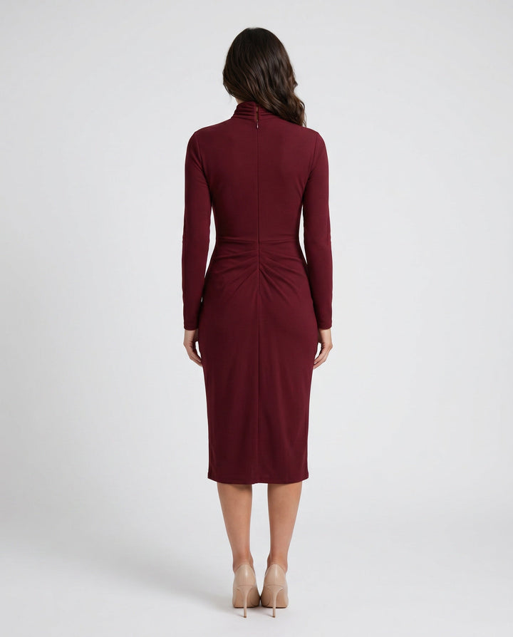 Priya | Asymmetric Neck Open Back Midi Dress