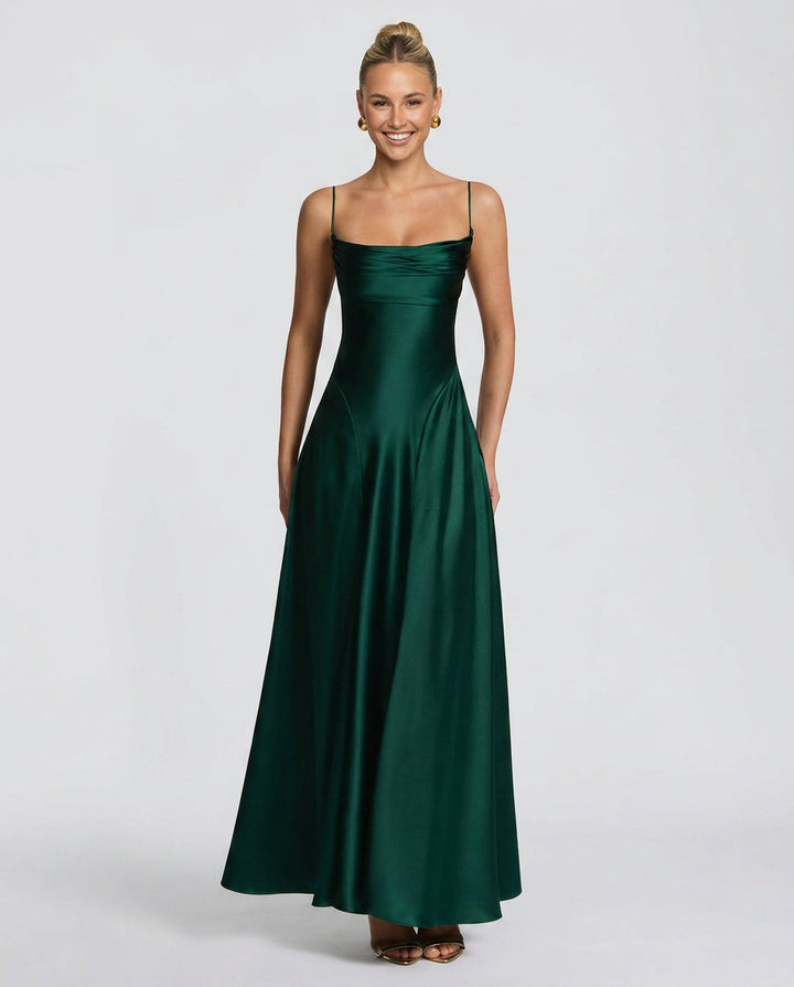 Adelina | Ruched Spaghetti Strap Maxi Dress