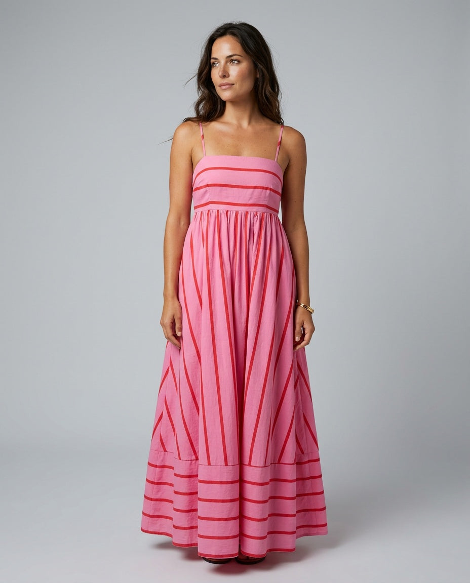 Elin | Striped Strappy Summer Maxi Dress