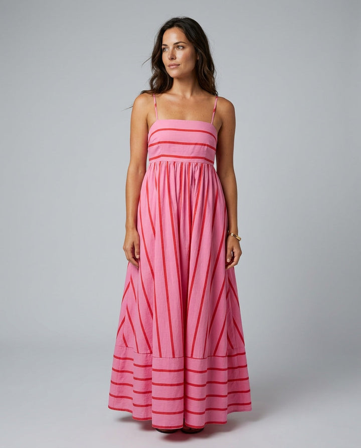 Elin | Striped Strappy Summer Maxi Dress