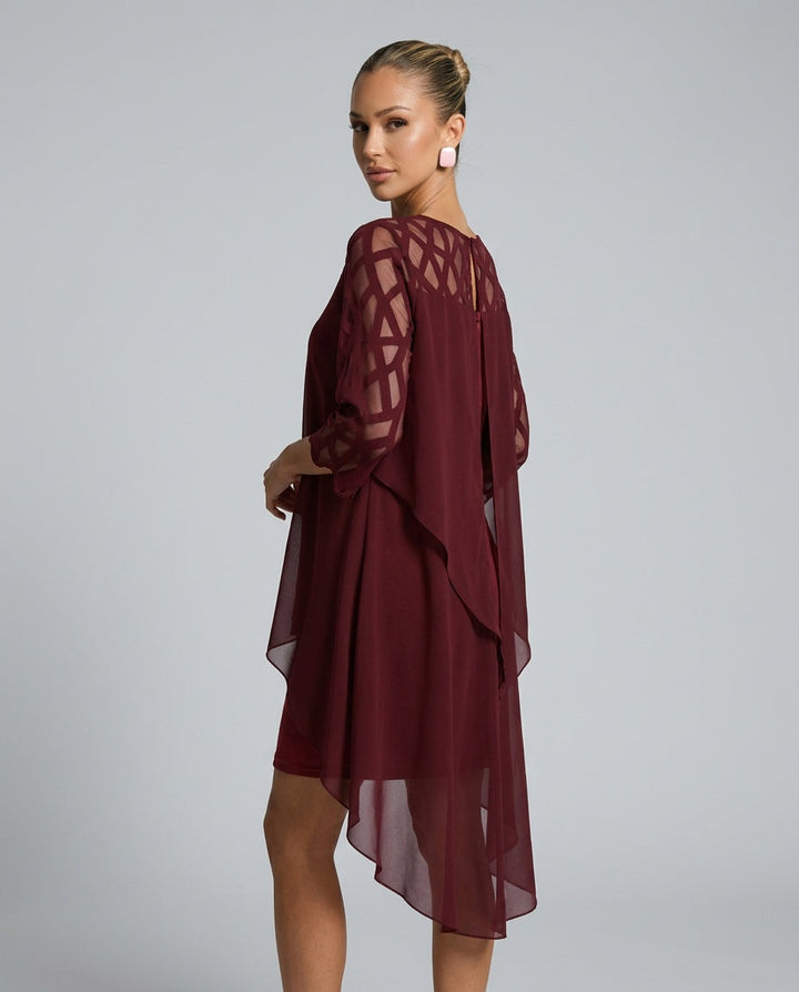Lysette | Mesh Sleeve Keyhole Back Midi Dress