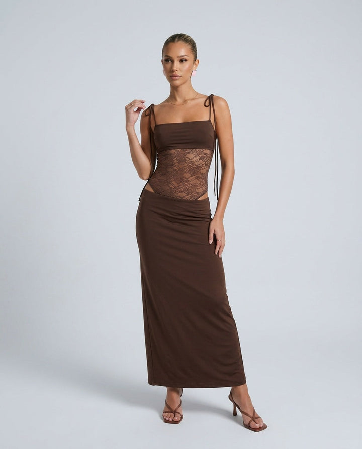 Cora | Spaghetti Strap Lace Maxi Dress