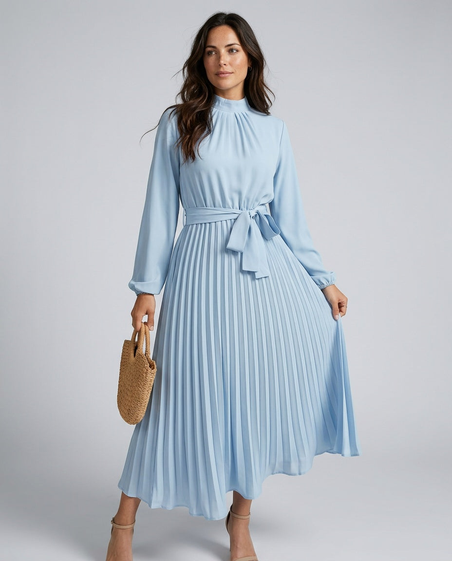 Vivienne | Pleated Midi with Belted Waist