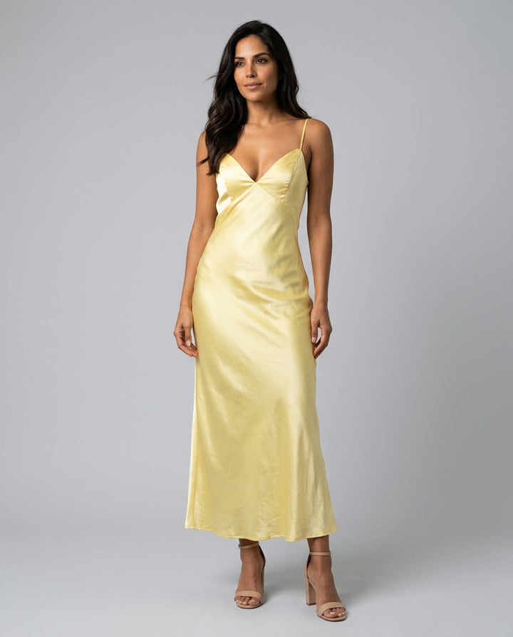 Anais | Strappy Satin Slip Maxi Dress
