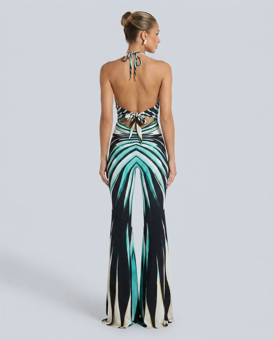 Celeste | Striped Cut-Out High Waist Jumpsuit