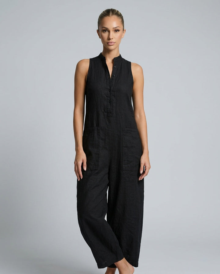 Harper | Linen-Blend Sleeveless Loose Jumpsuit