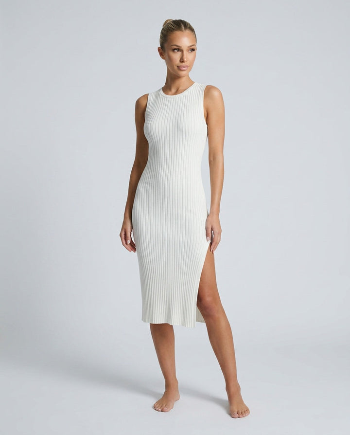 Raina | Ribbed Fitted Knit Midi Dress
