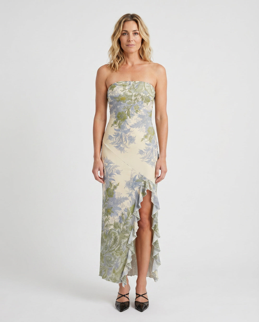 Madelyn | Strapless Floral Print Maxi Dress