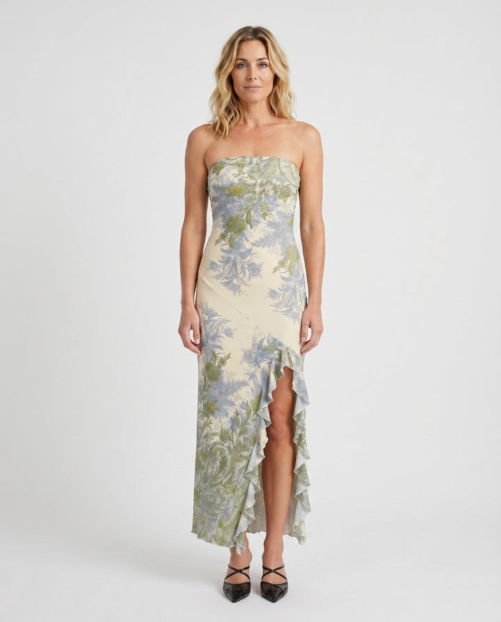 Madelyn | Strapless Floral Print Maxi Dress