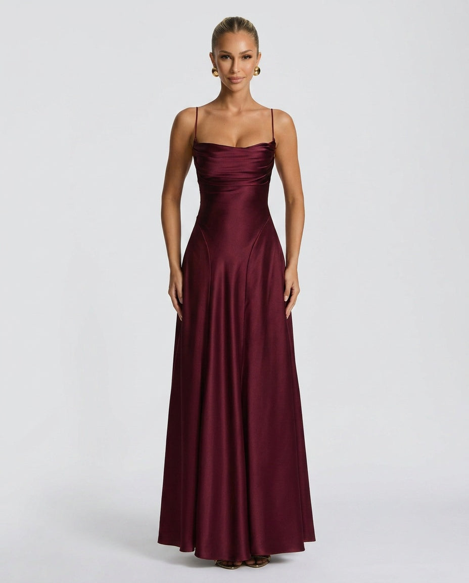Adelina | Ruched Spaghetti Strap Maxi Dress